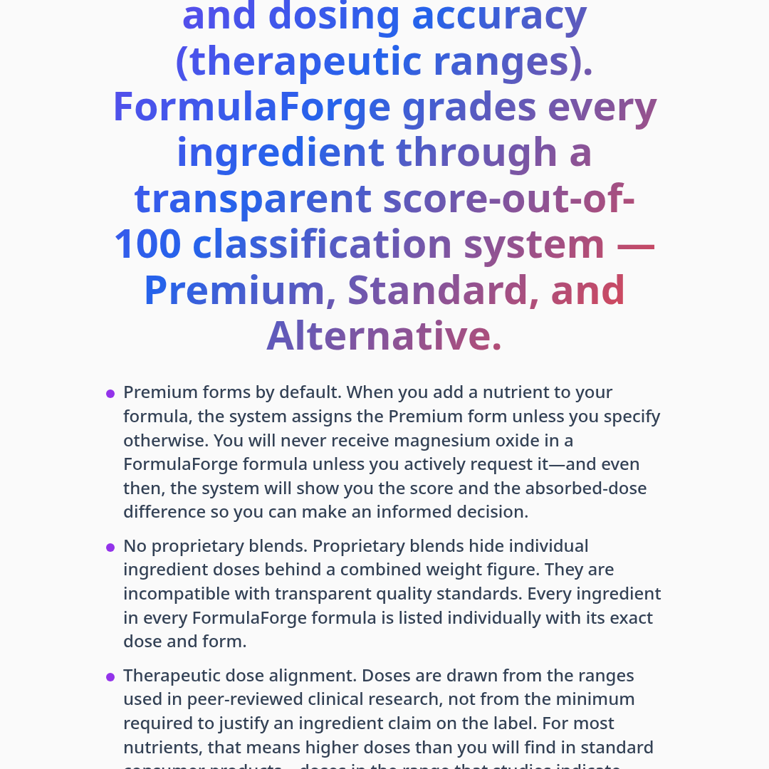 Bottom line — Practitioner-Grade Quality, Simplified: The FormulaForge Advantage