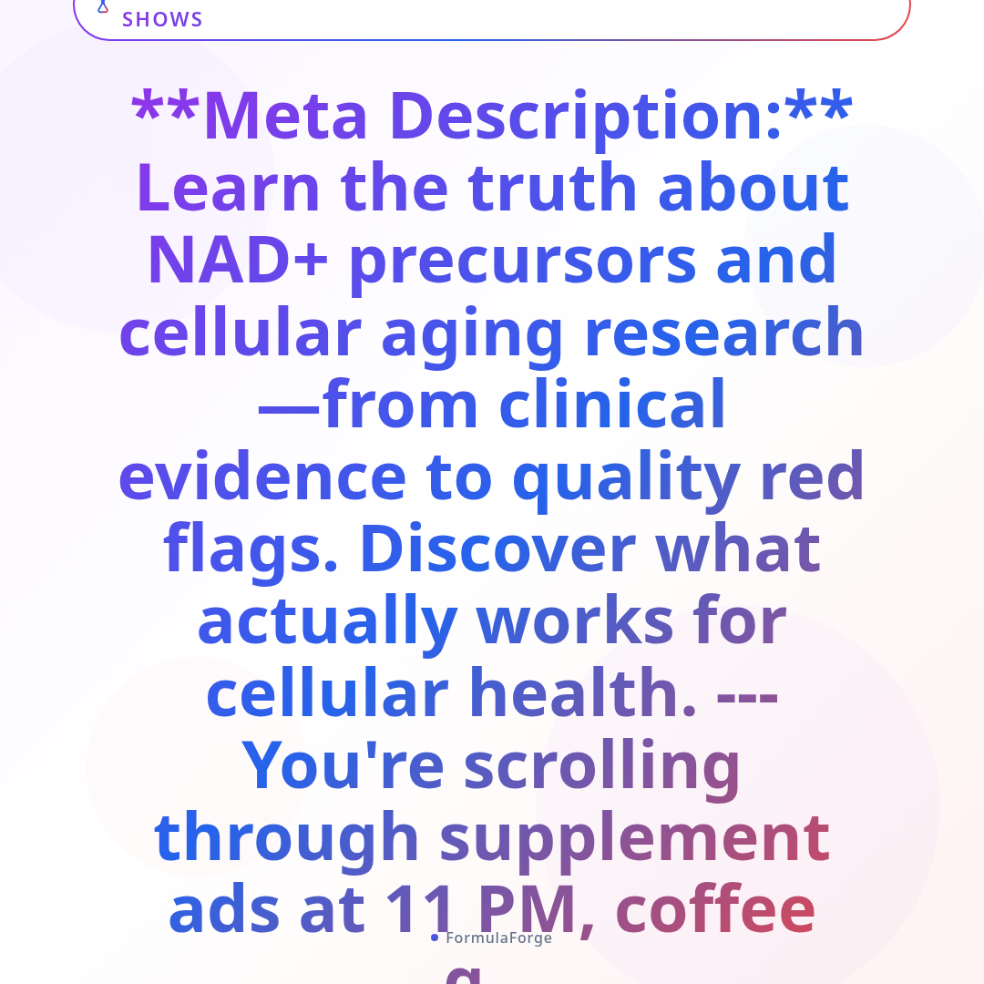 Overview — NAD+ Precursors and Cellular Aging: What Research Shows