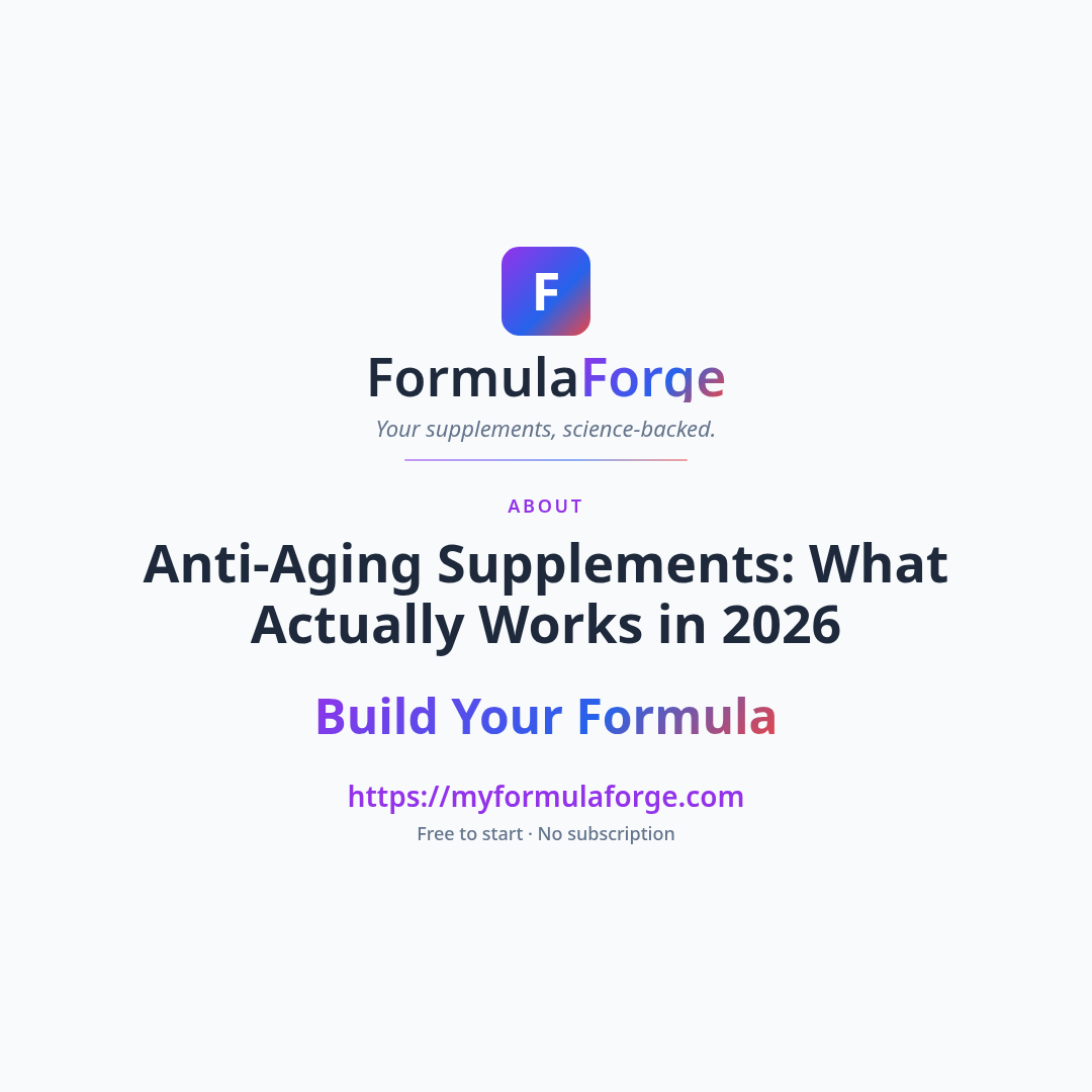 Next steps — Anti-Aging Supplements: What Actually Works in 2026