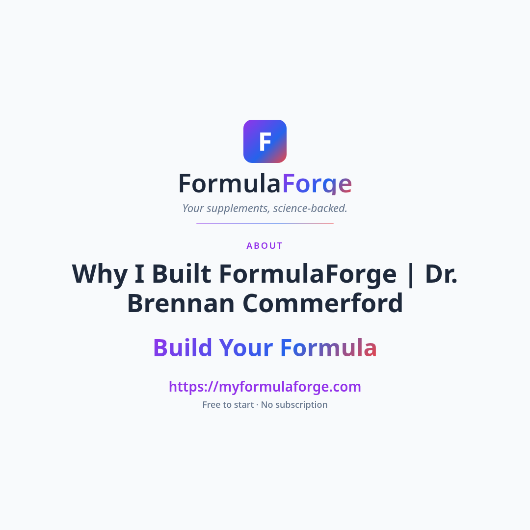 Next steps — Why I Built FormulaForge: A Chiropractor's Case Against Supplement Sprawl